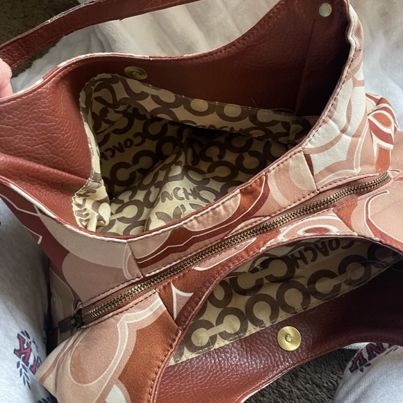 Vintage Coach brown Maggie 16505 Leather Madison OP Art Large Handbag FLAWED - Picture 8 of 15